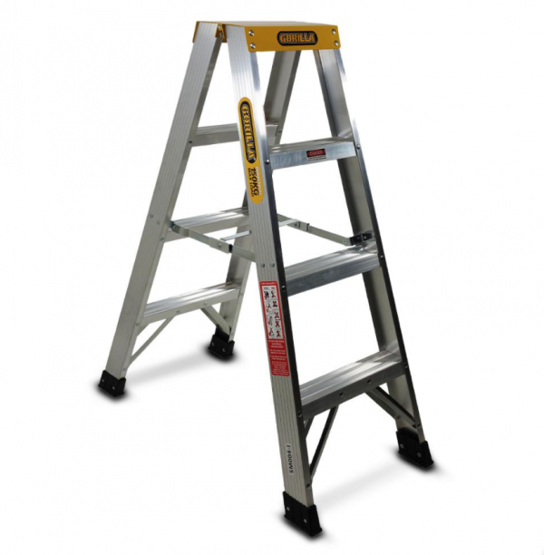 4 Step Aluminium Platform Ladder Wheels 1.2M-2.1M Industrial Rated 150kg 